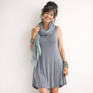 NWOT LOGO Layers by Lori Goldstein Tank Dress (XL) Slate Gray Rayon Jersey Knit